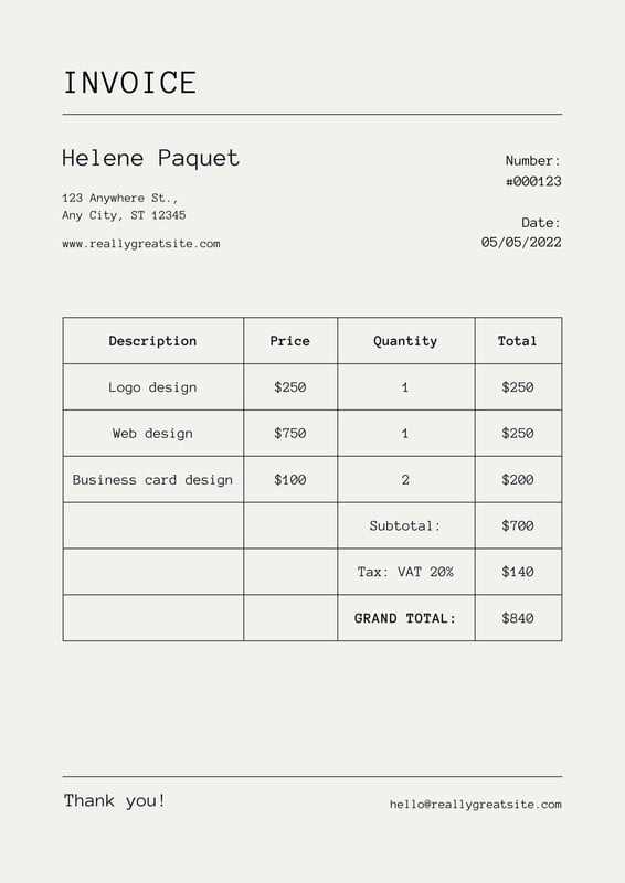 self employed invoice templates