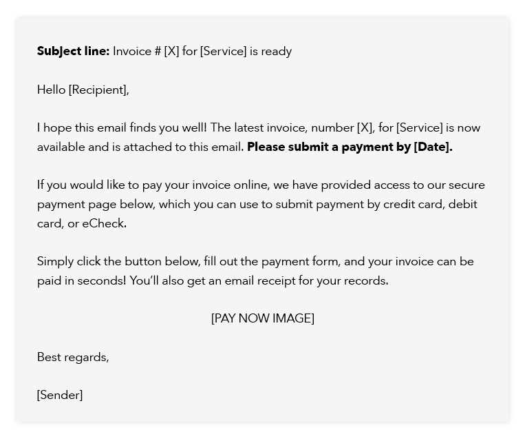 send invoice to client email template