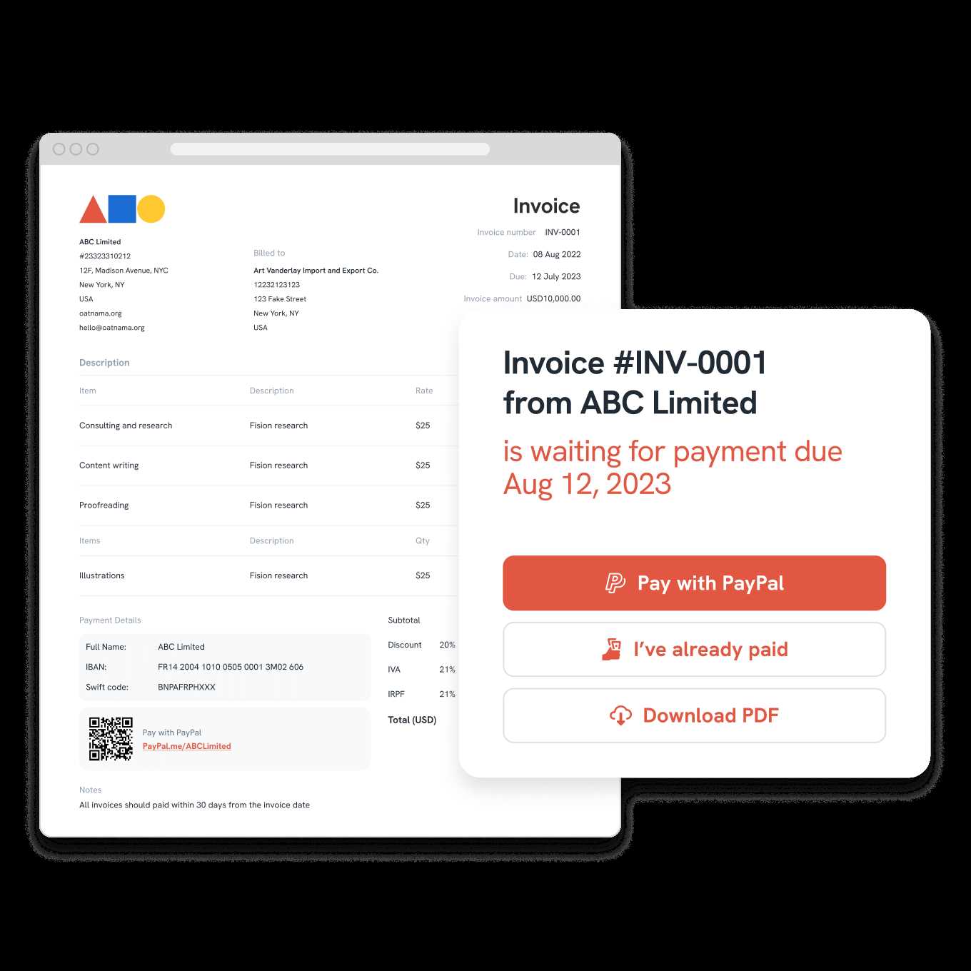 sending invoice email template