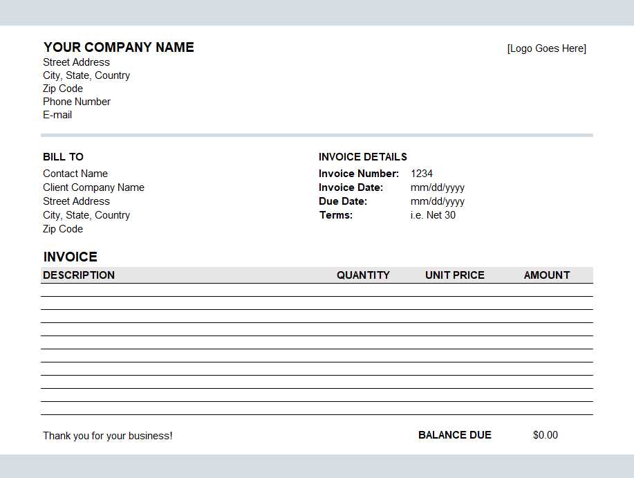 service billing invoice template