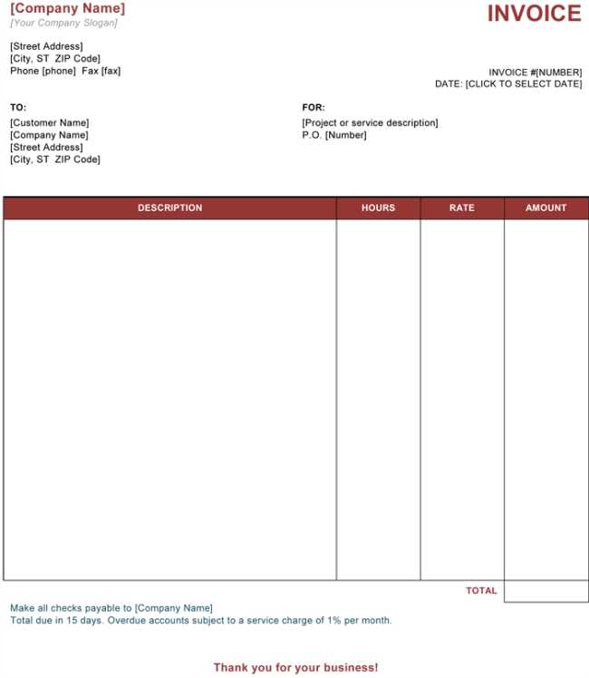 service charge invoice template