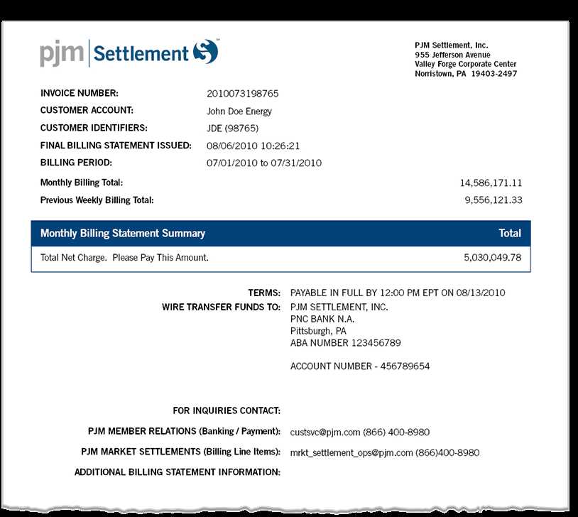 settlement invoice template