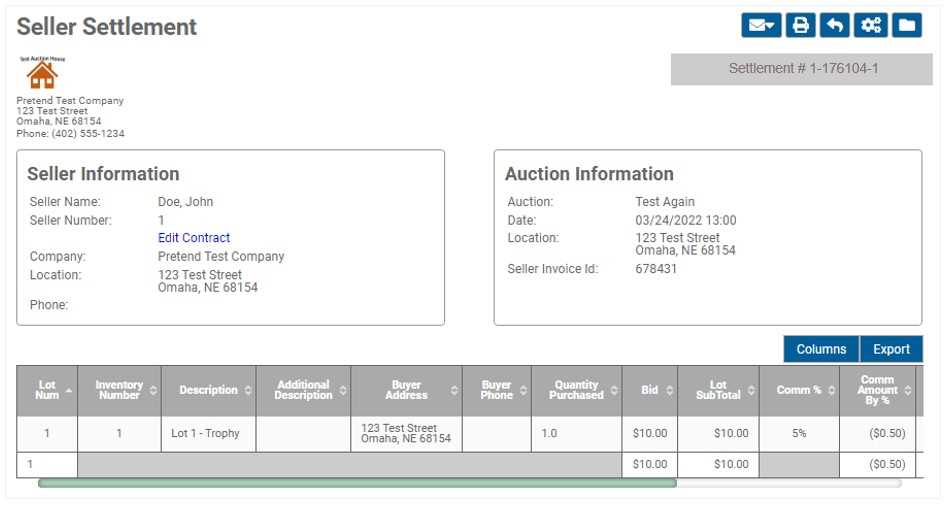 settlement invoice template