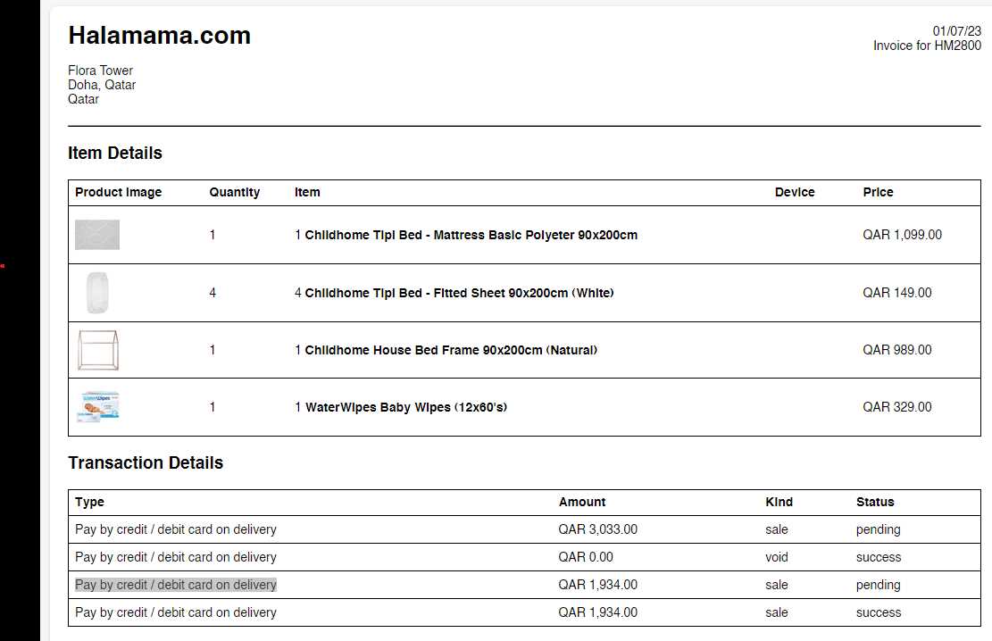 shopify order printer invoice template