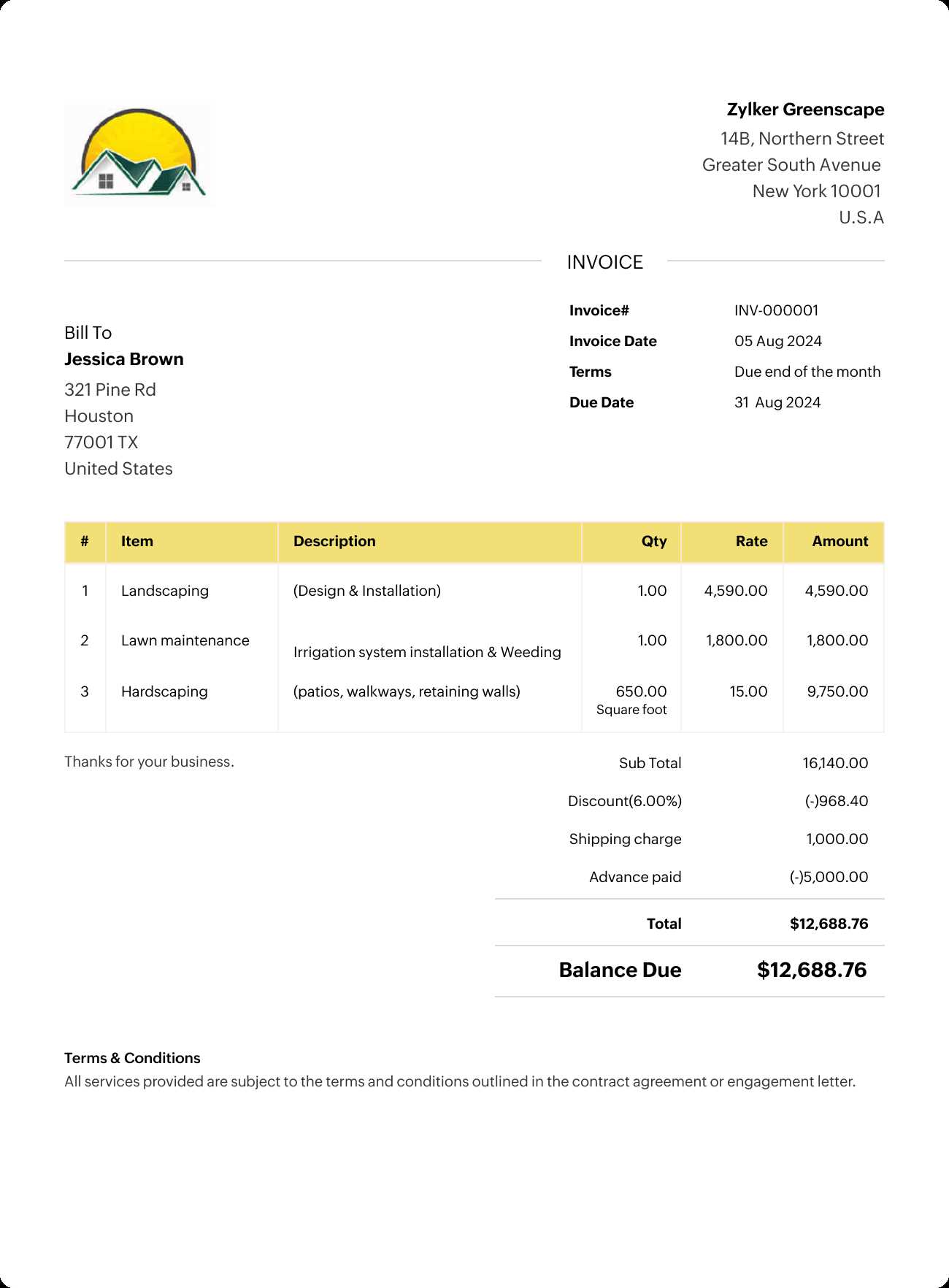 simple contractor invoice template