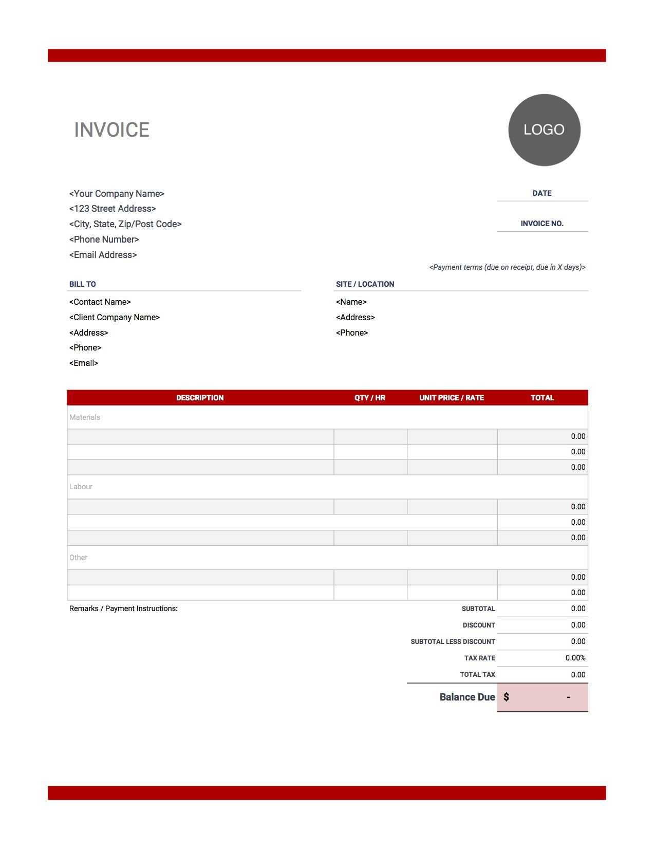 simple contractor invoice template