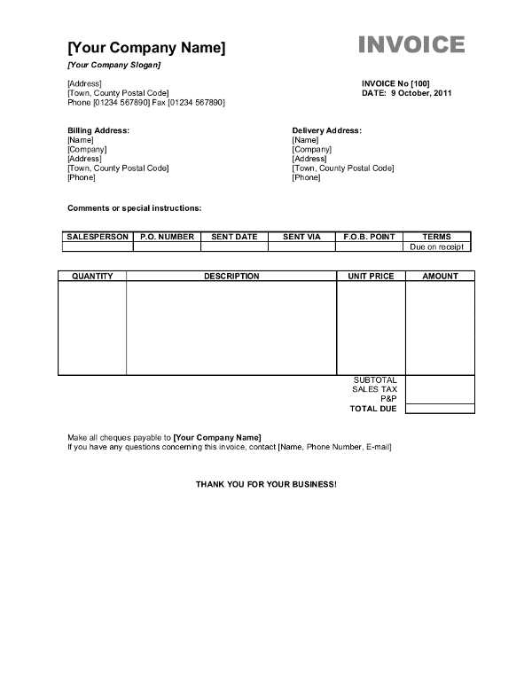 simple invoice template uk