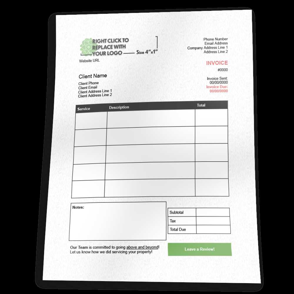 snow removal invoice template excel