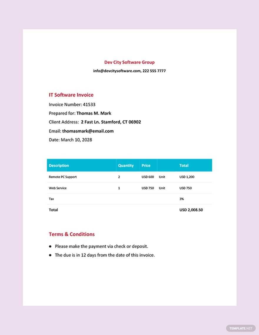 software invoice template word