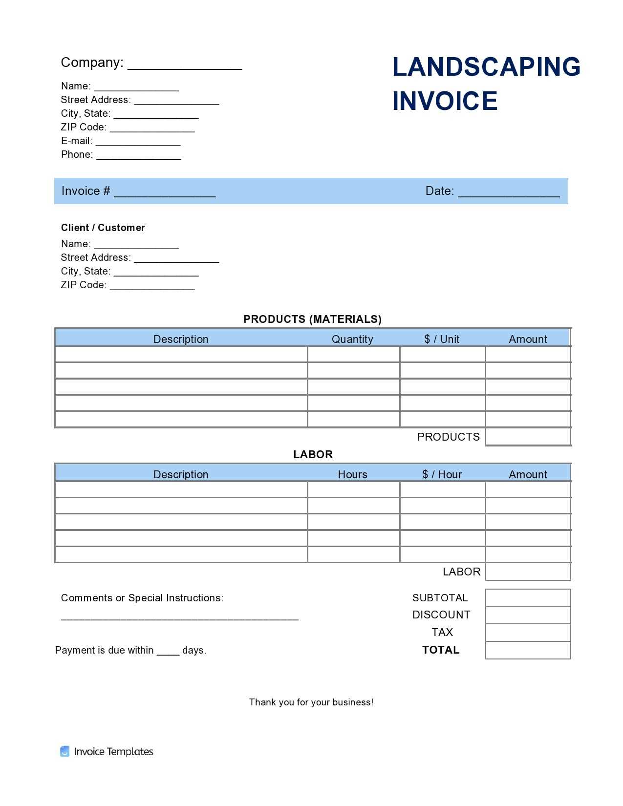 storage invoice template