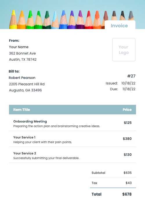 student invoice template