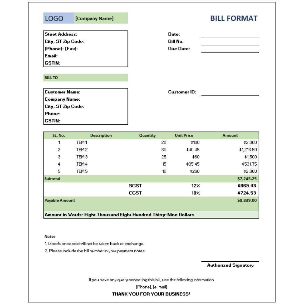 tally invoice template