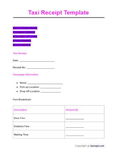 taxi invoice template word