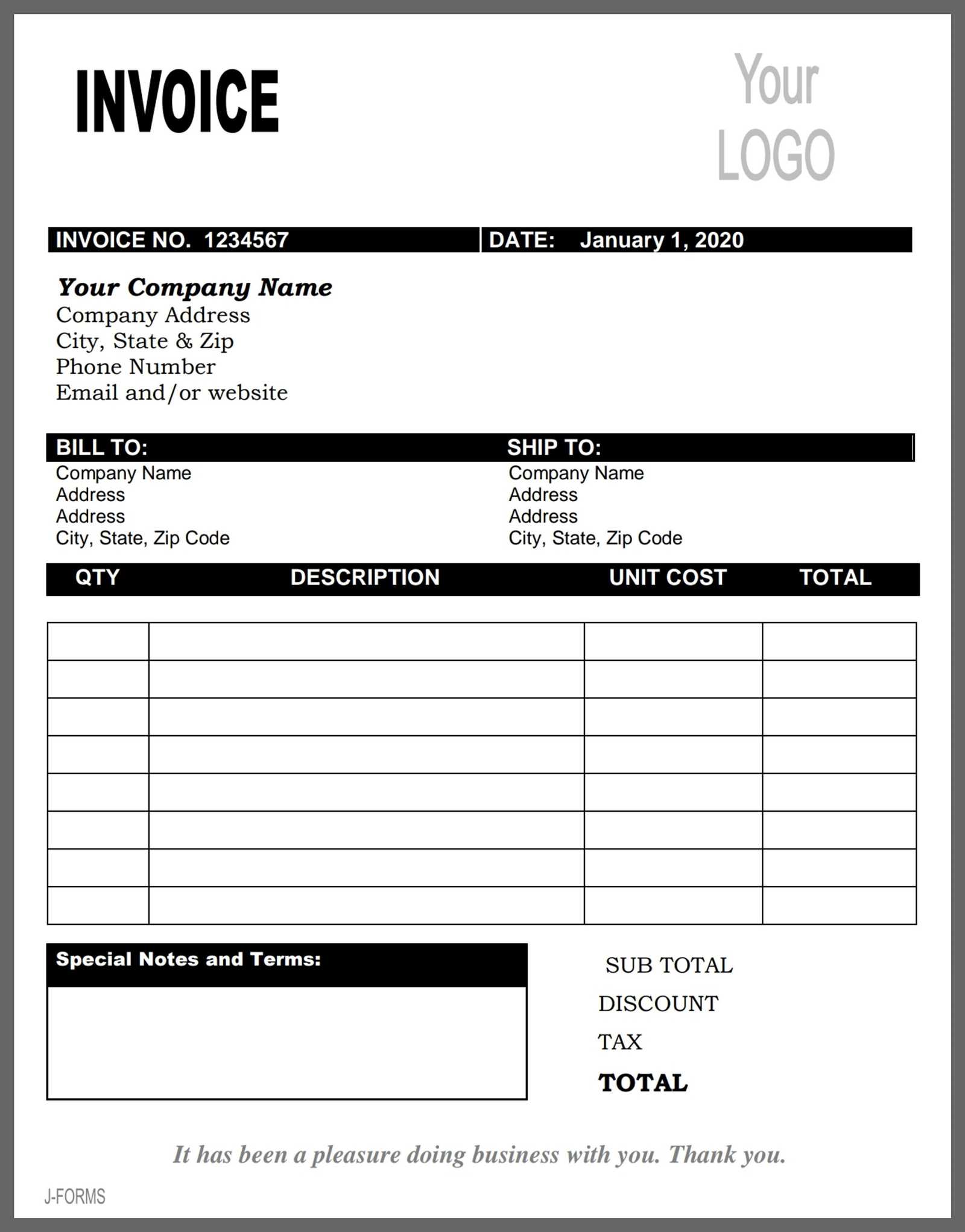 template for invoice receipt