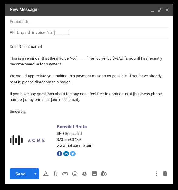 template invoice email