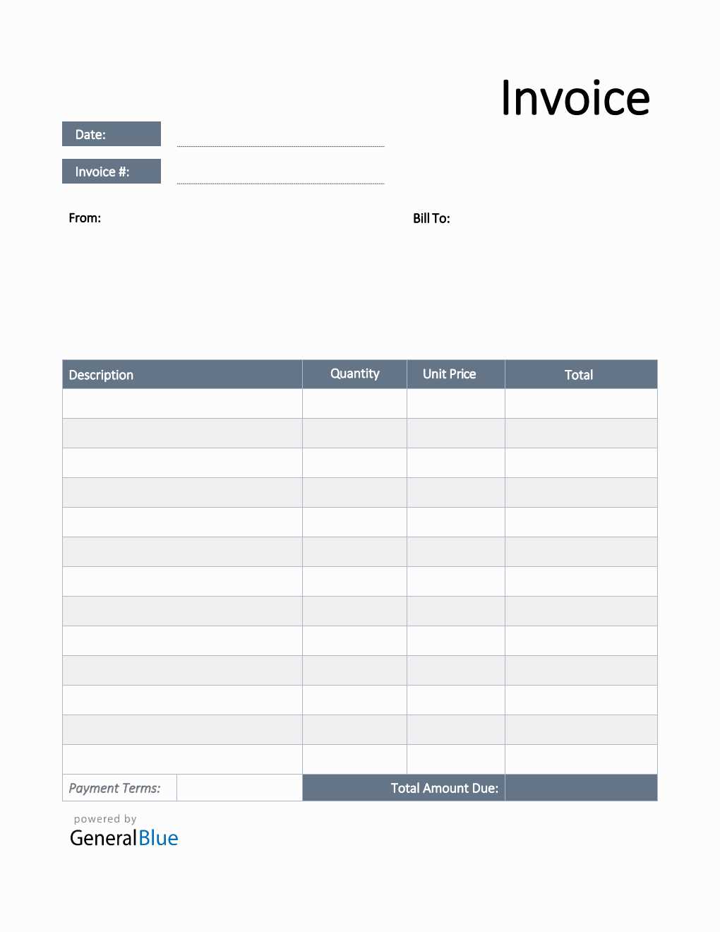 template invoice excel gratis