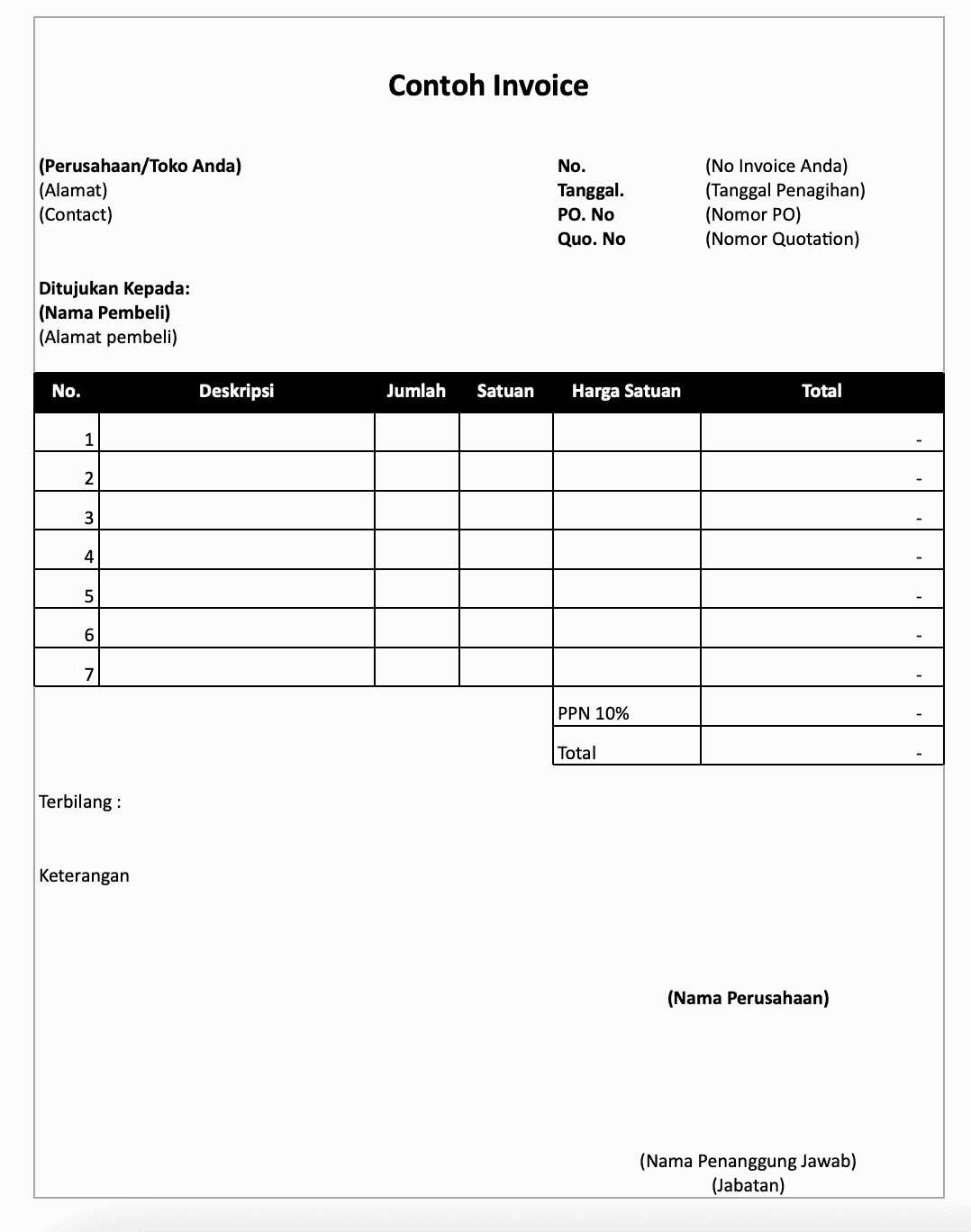 template invoice indonesia