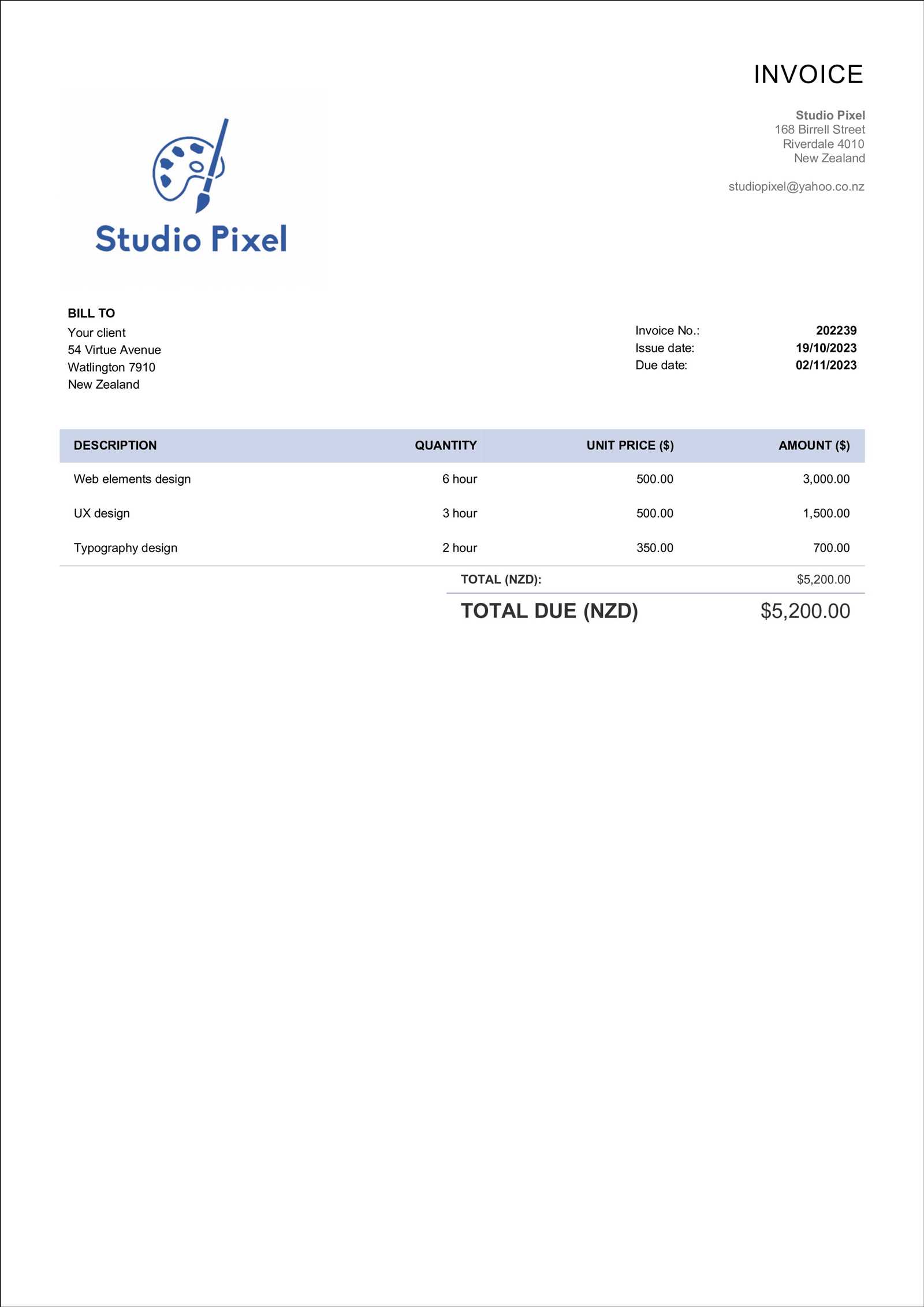 template invoice nz