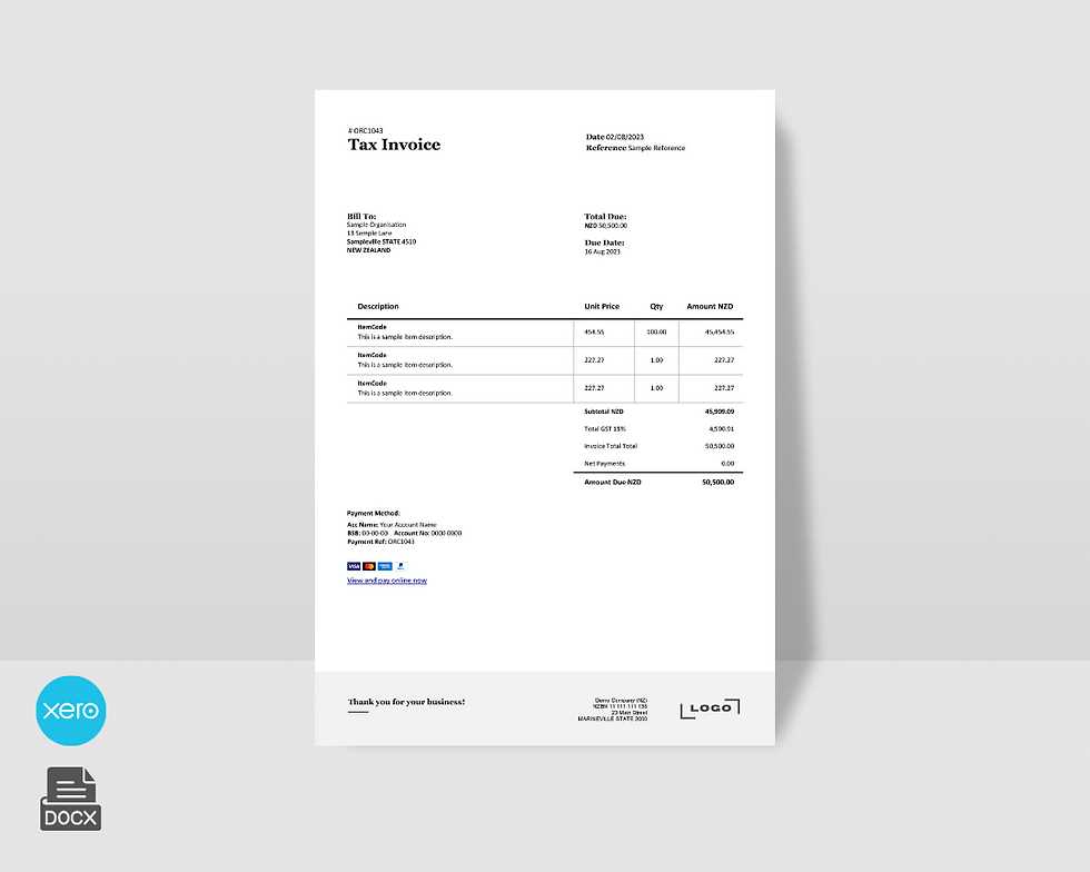 template invoice nz