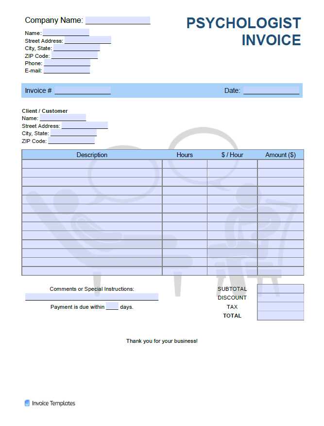 therapist invoice template