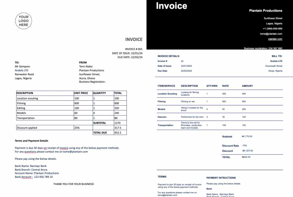 tile invoice template