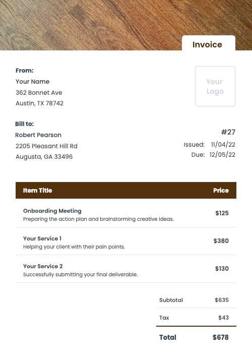 tile invoice template