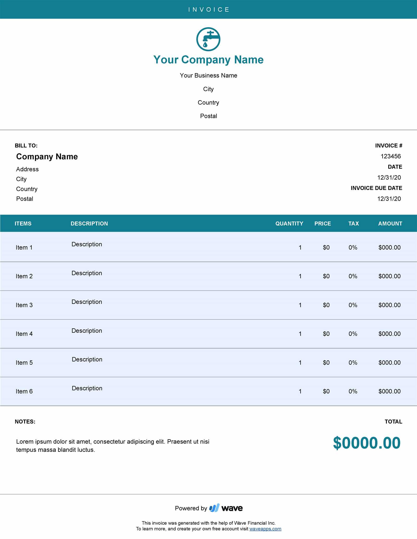 tile invoice template