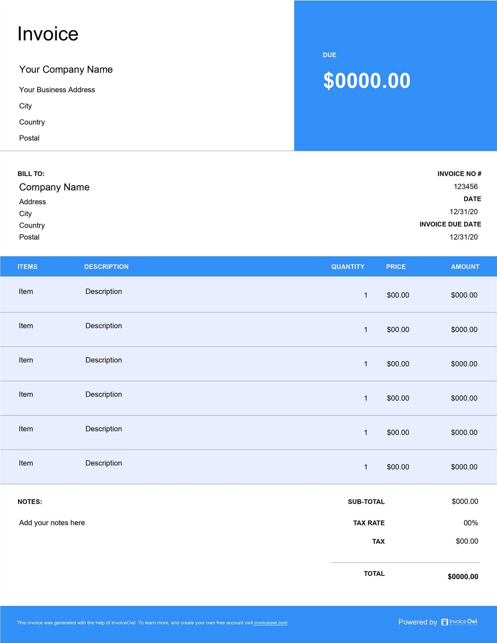 tiling invoice template