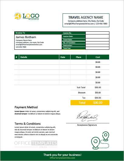 travel invoice template word