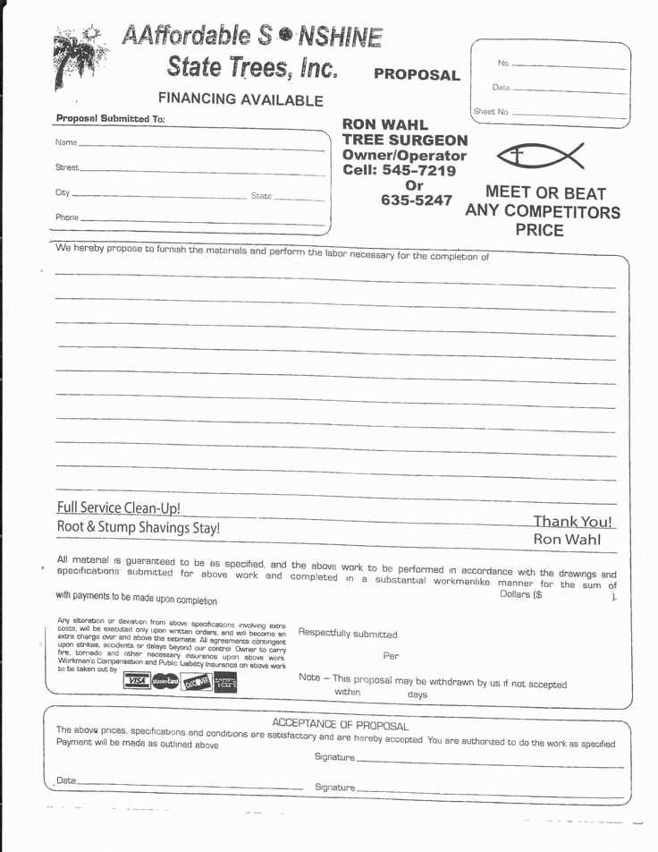 tree service invoice template