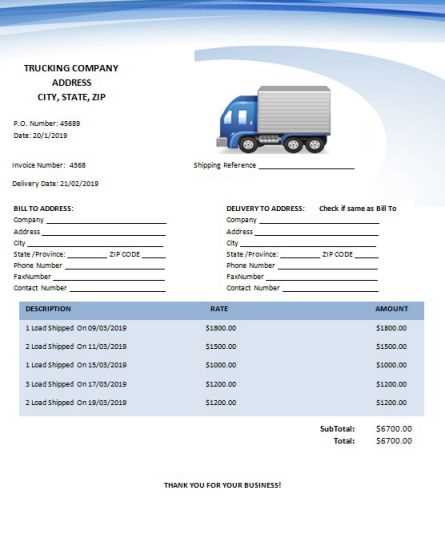 truck driver invoice template