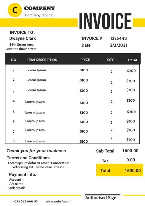 tuition invoice template