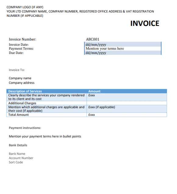 uk export invoice template