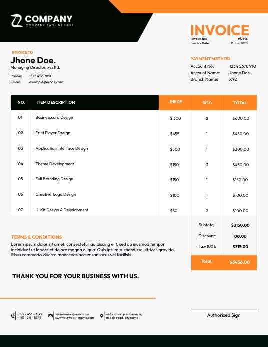 unique invoice template