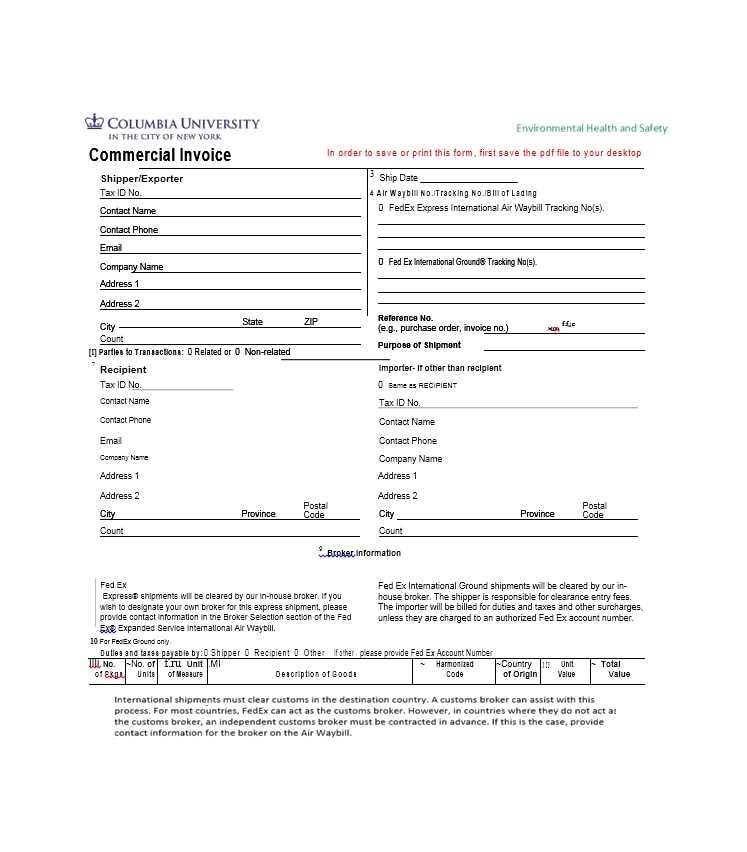 university invoice template