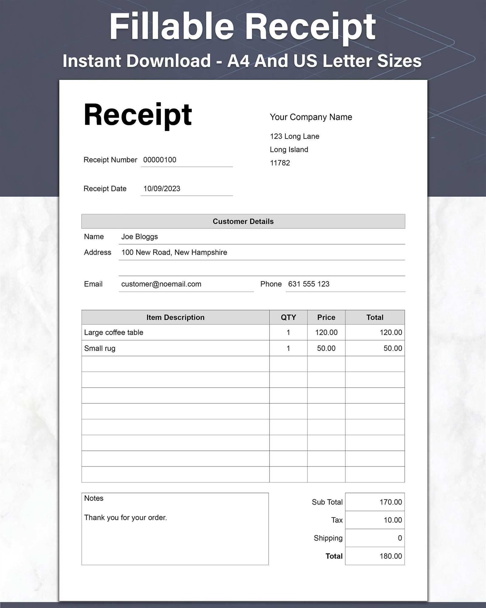 upholstery invoice template