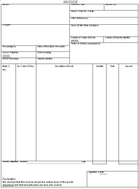 us customs invoice template