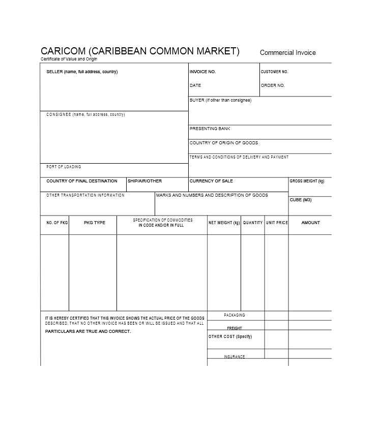 us customs invoice template