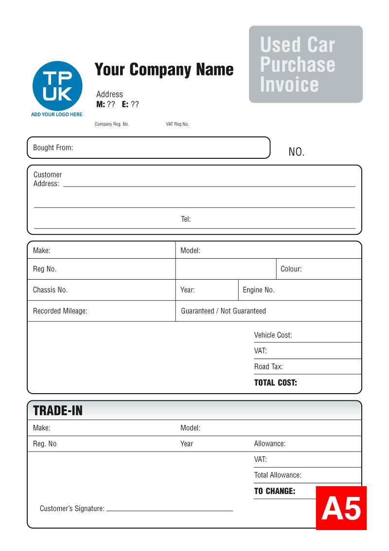 used vehicle invoice template