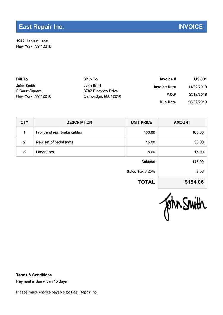 vendor invoice template