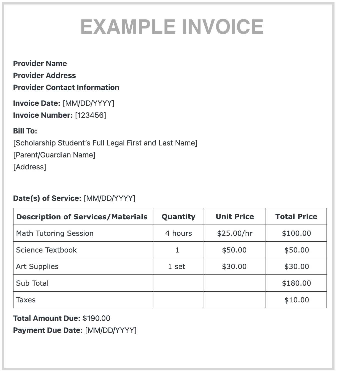 vendor invoice template