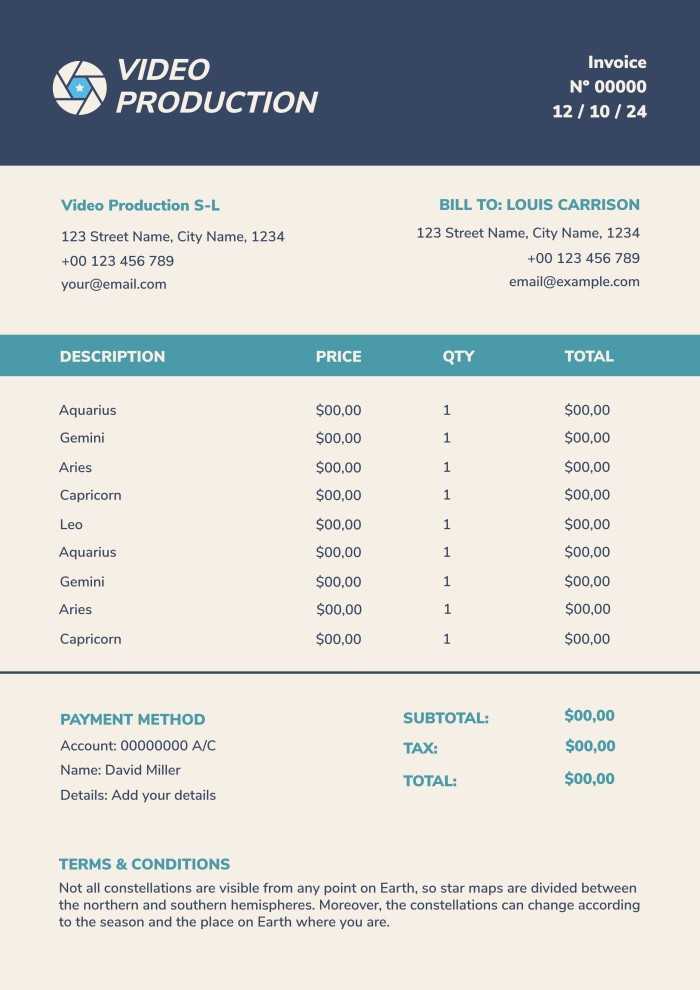 video production invoice template free