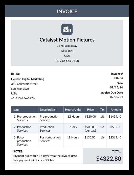 video production invoice template free