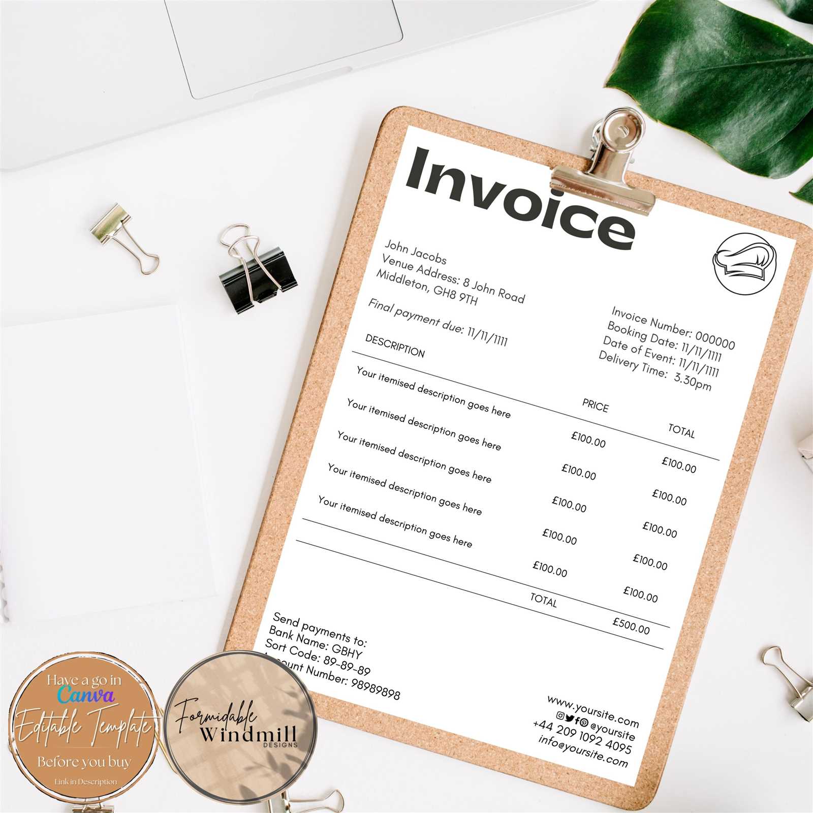 vistaprint invoice template