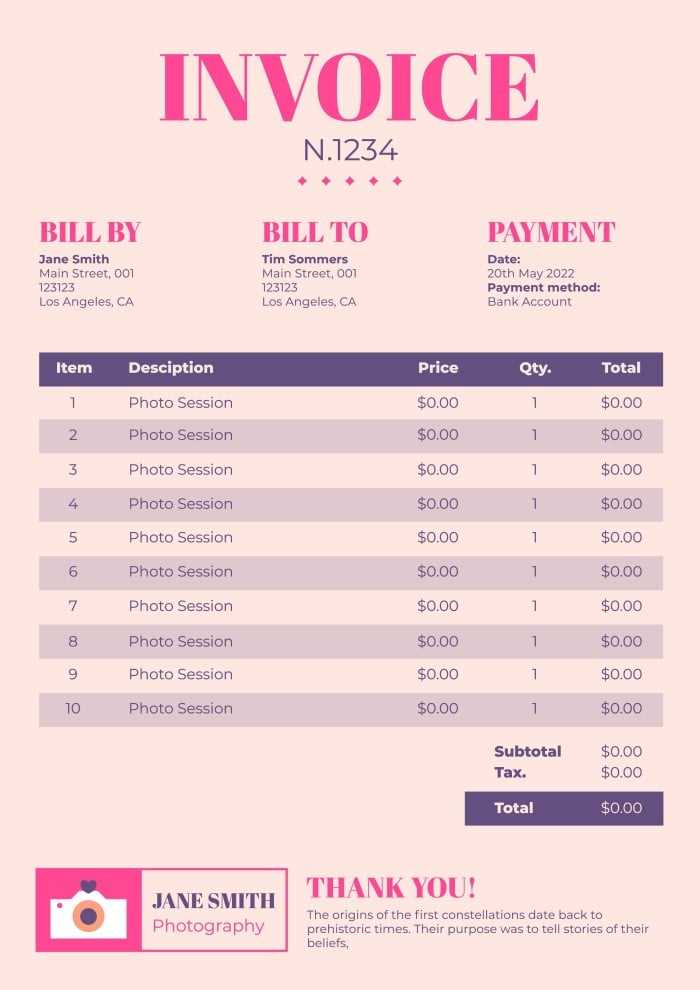 wedding invoice template free