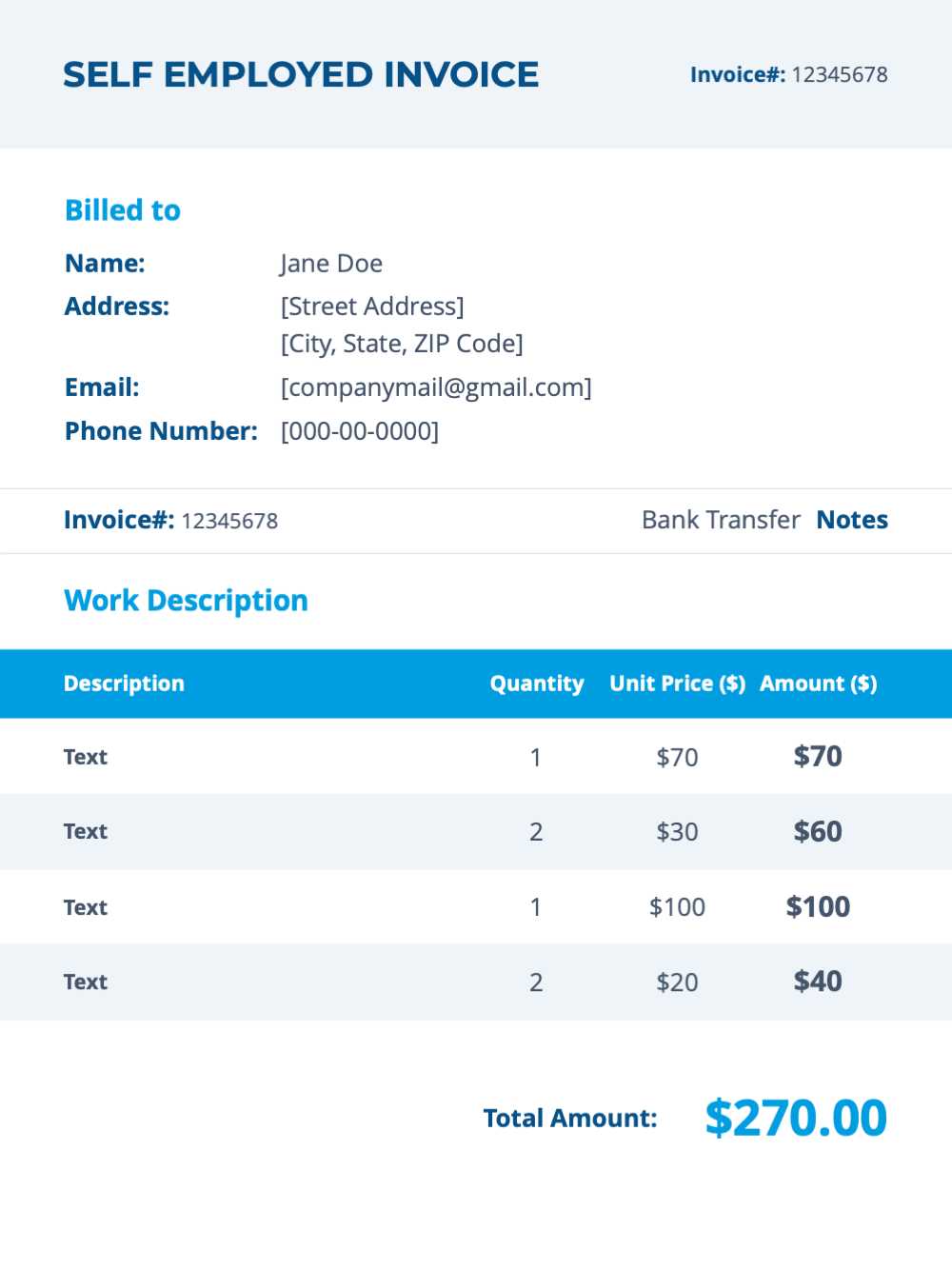 wire transfer invoice template