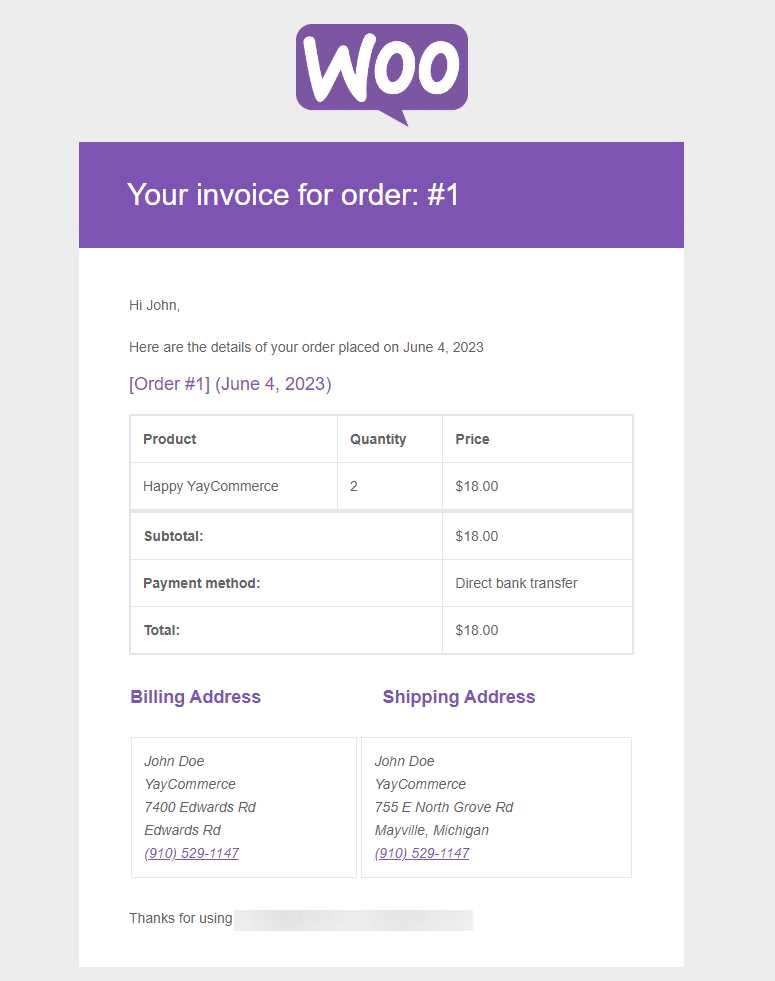 woocommerce edit invoice template