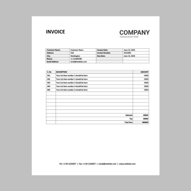 word document invoice template