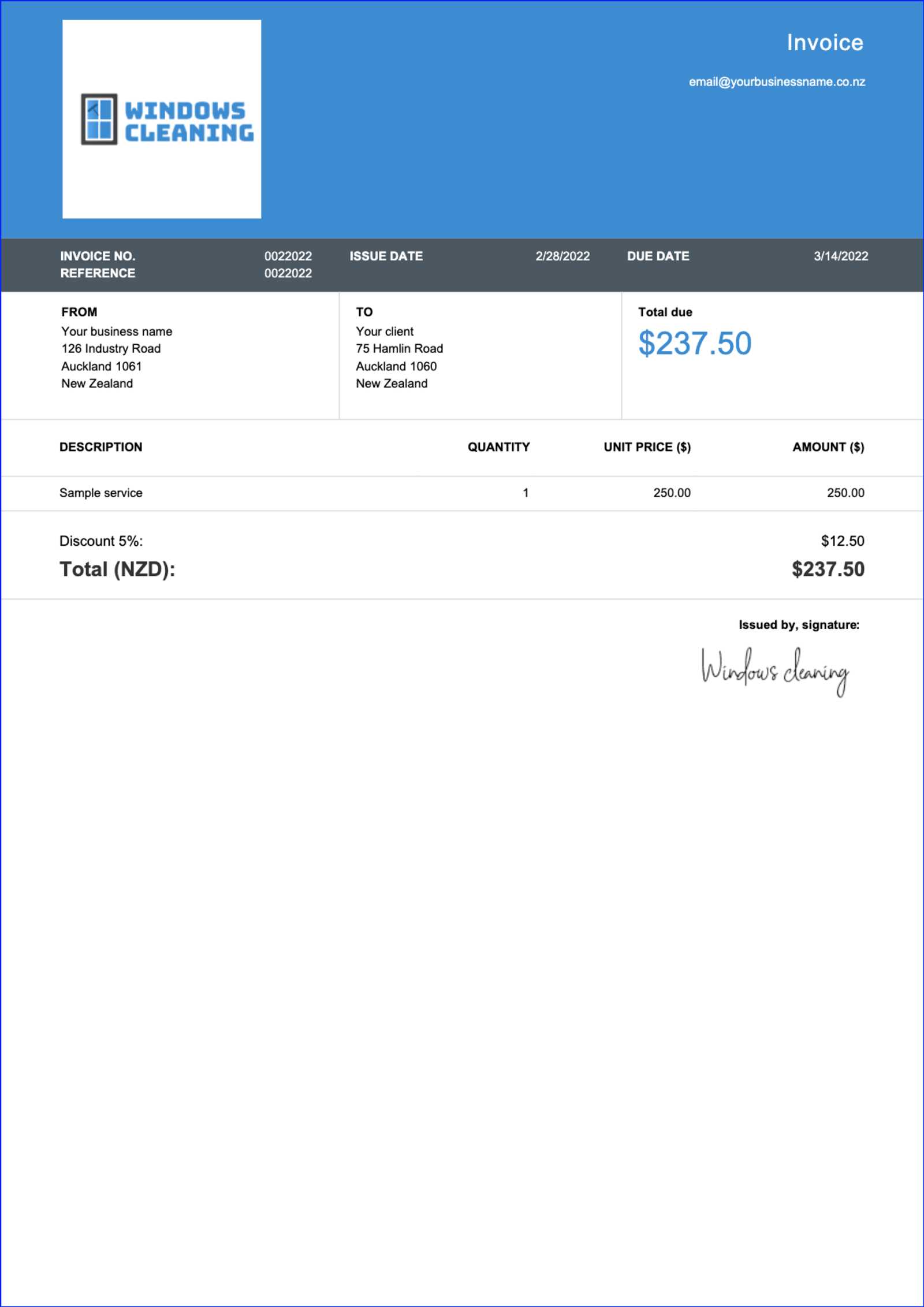 word invoice template nz