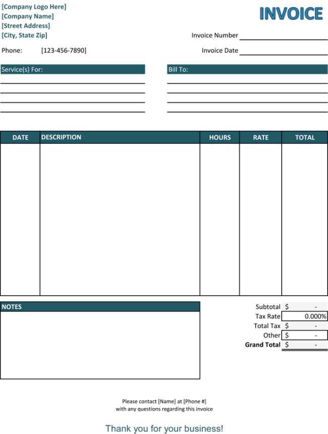 word template invoice